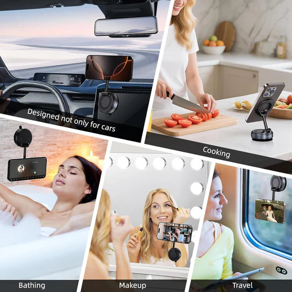 MagStik: Magnetic Vacuum Suction Phone Mount, 360ยฐ Rotating Car Phone Holder with Hands-Free Secure Grip for Dashboard, Windshield, Gym & Mirror