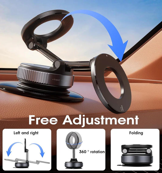 MagStik: Magnetic Vacuum Suction Phone Mount, 360° Rotating Car Phone Holder with Hands-Free Secure Grip for Dashboard, Windshield, Gym & Mirror