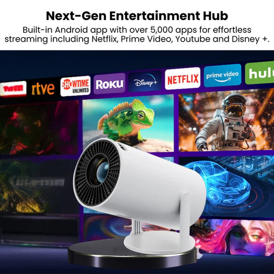 Zenith: Portable WiFi-Enabled HD Smart Projector with 4K Support, Built-in Apps (YouTube, Netflix, Prime), Rotatable Design & 100" Max Display